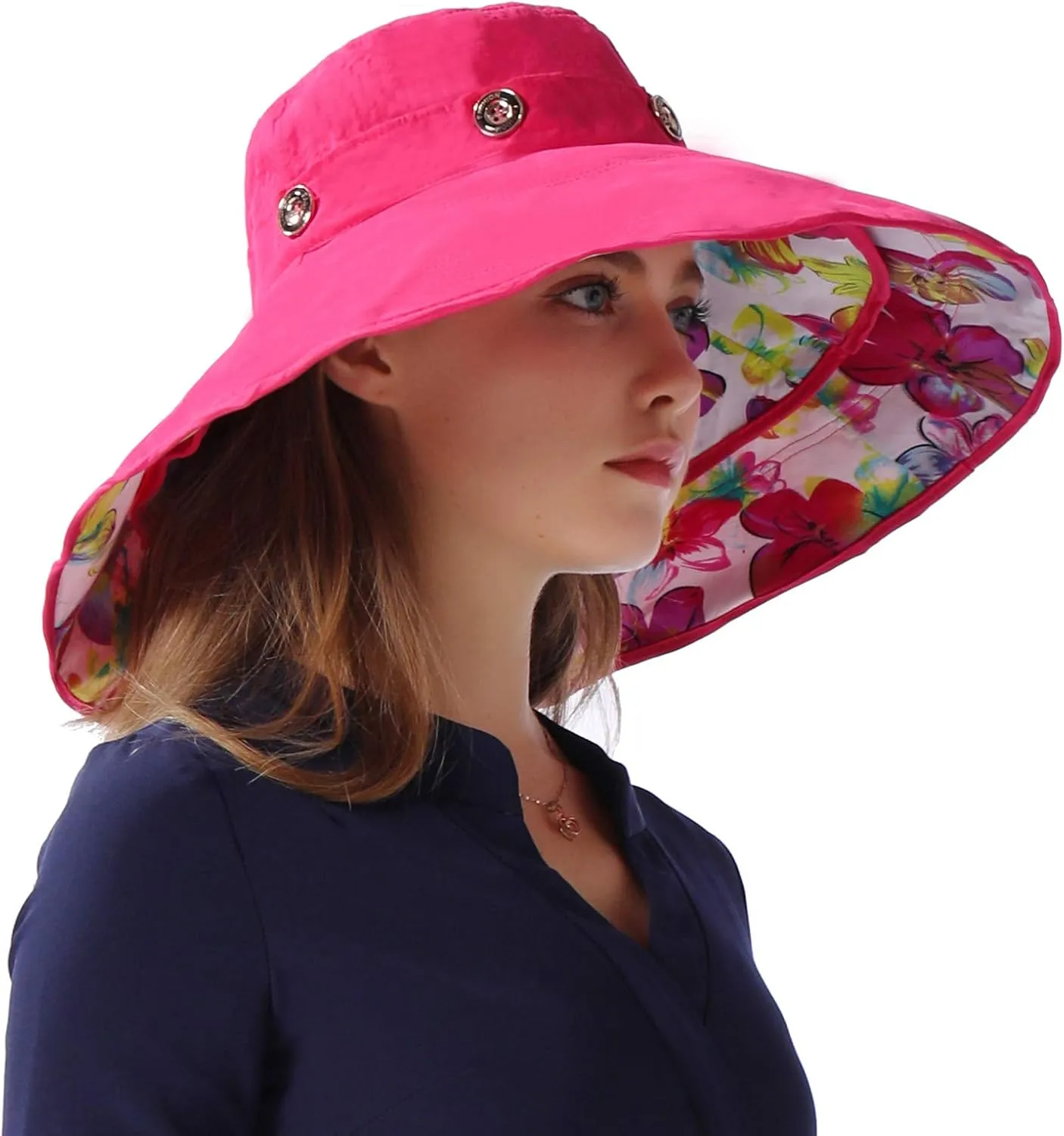 Packable Extra Large Brim Floppy Sun Hat Reversible UPF 50  Beach Sun Bucket Hat