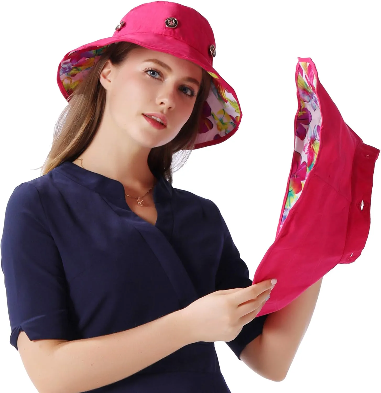 Packable Extra Large Brim Floppy Sun Hat Reversible UPF 50  Beach Sun Bucket Hat