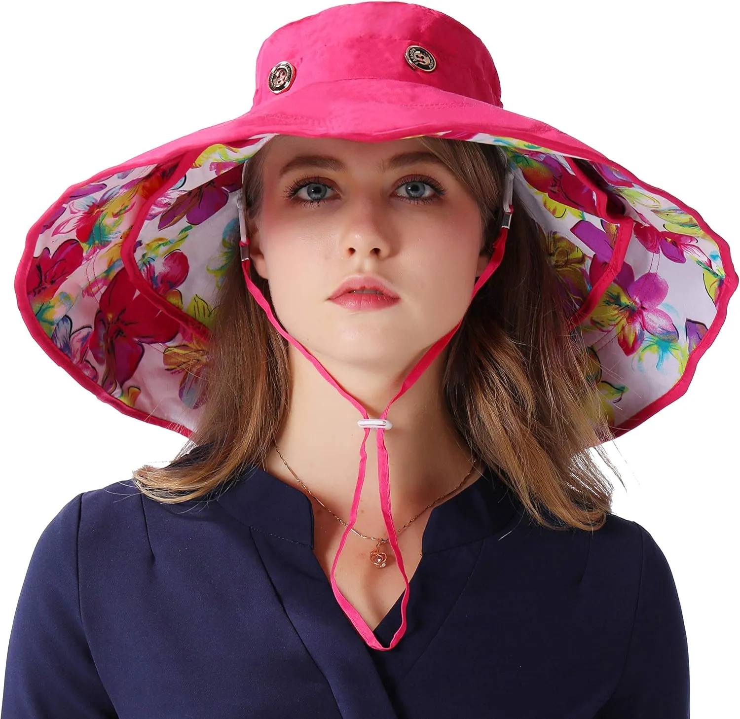 Packable Extra Large Brim Floppy Sun Hat Reversible UPF 50  Beach Sun Bucket Hat