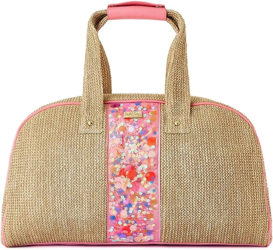 Packed Party Woven Weekender Duffle Bag, Cute Overnight Travel Luggage for Women, Great for Ladies at the Gym, Airlines, Travel, Hospital Visits and Work