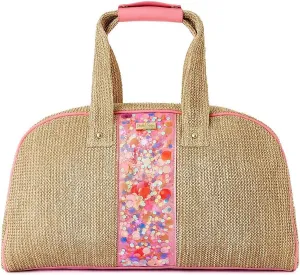 Packed Party Woven Weekender Duffle Bag, Cute Overnight Travel Luggage for Women, Great for Ladies at the Gym, Airlines, Travel, Hospital Visits and Work