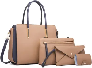 Pahajim Womens Purses and Handbags Set 4pcs Satchel Bags Tote Bags Shoulder Bags Tote Purses for Women