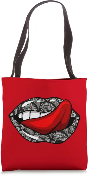 PAISLEY LIPS WITH RED TONGUE Tote Bag