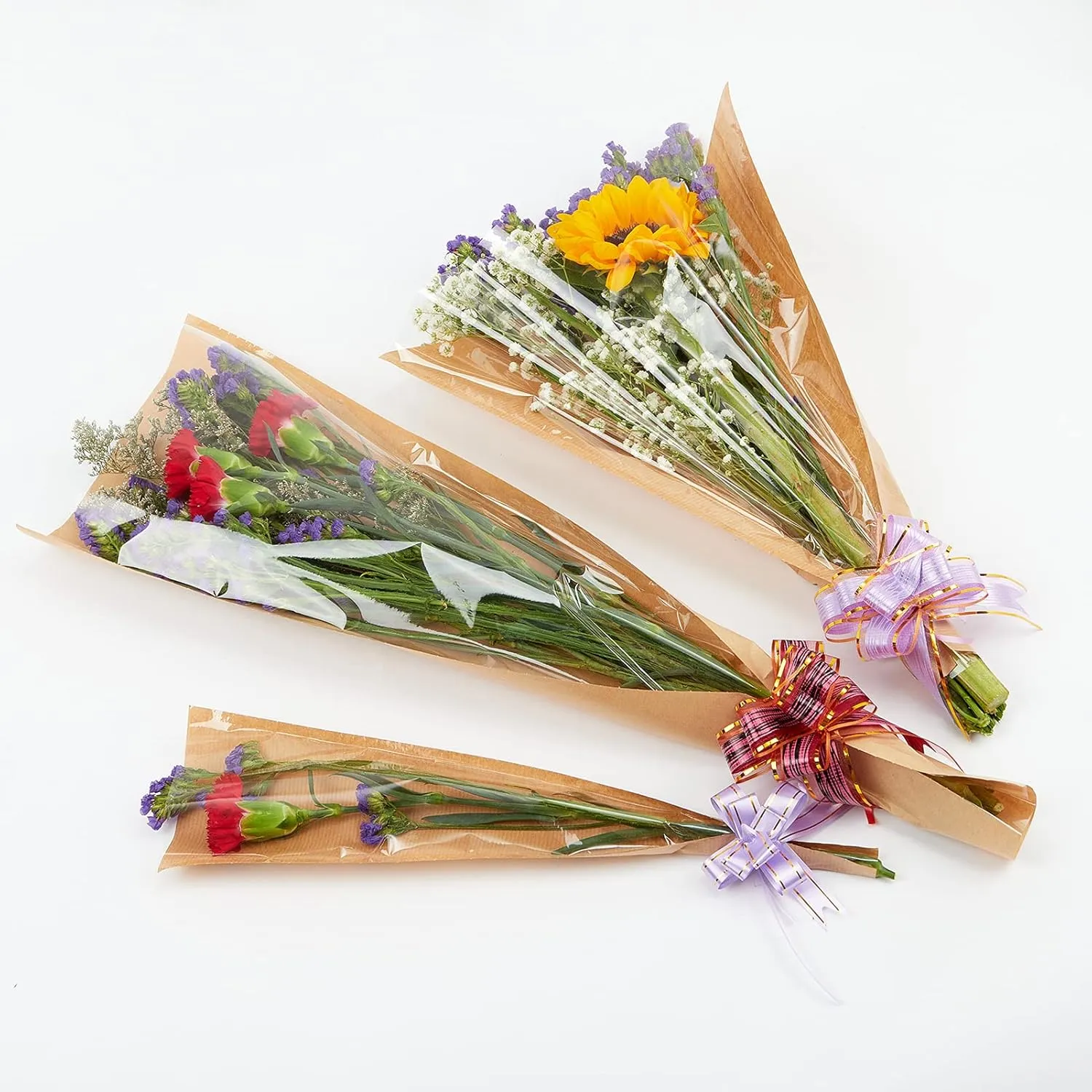 Paper Flower Bags For Bouquets Big Floral Plastic Flower Sleeves For Bouquets Shop Gift Bags 50Pcs M-Original