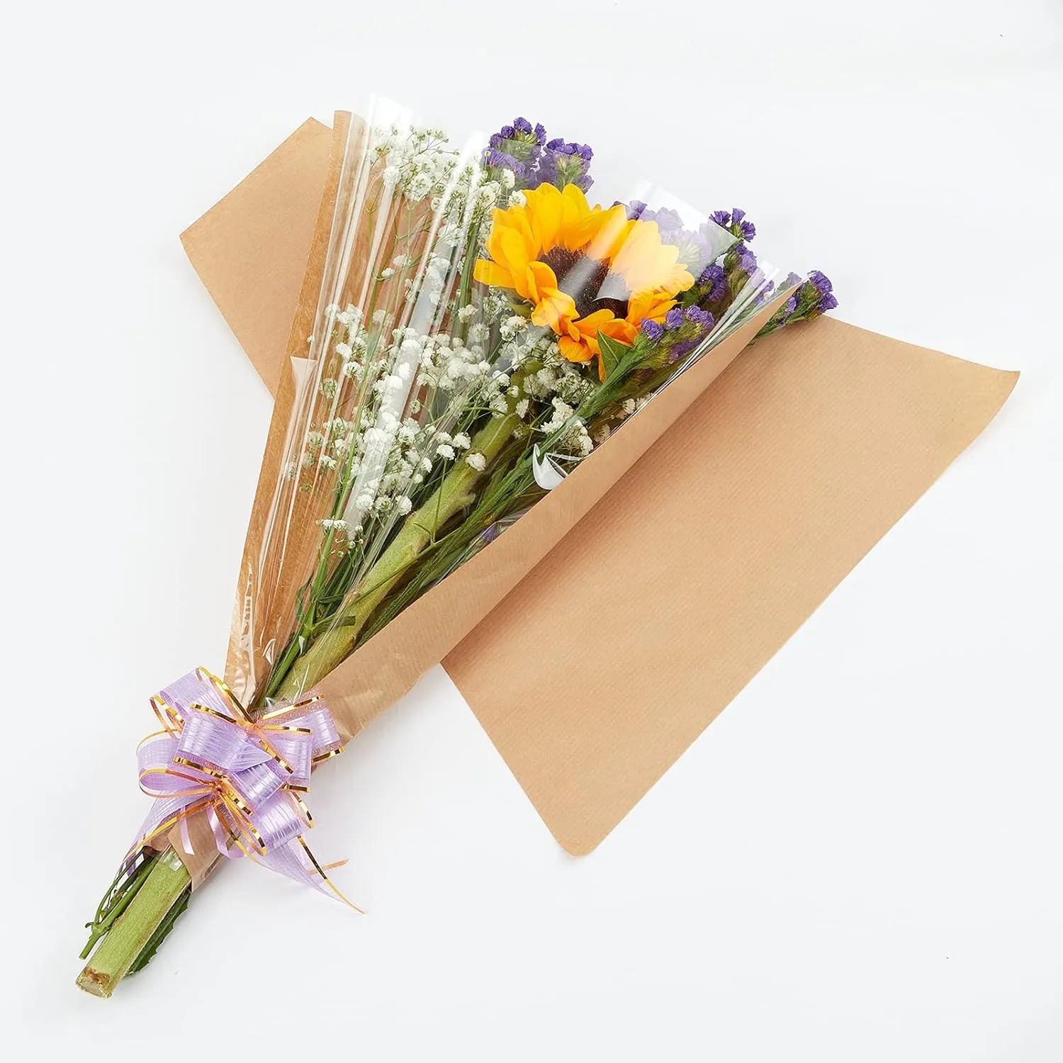 Paper Flower Bags For Bouquets Big Floral Plastic Flower Sleeves For Bouquets Shop Gift Bags 50Pcs M-Original