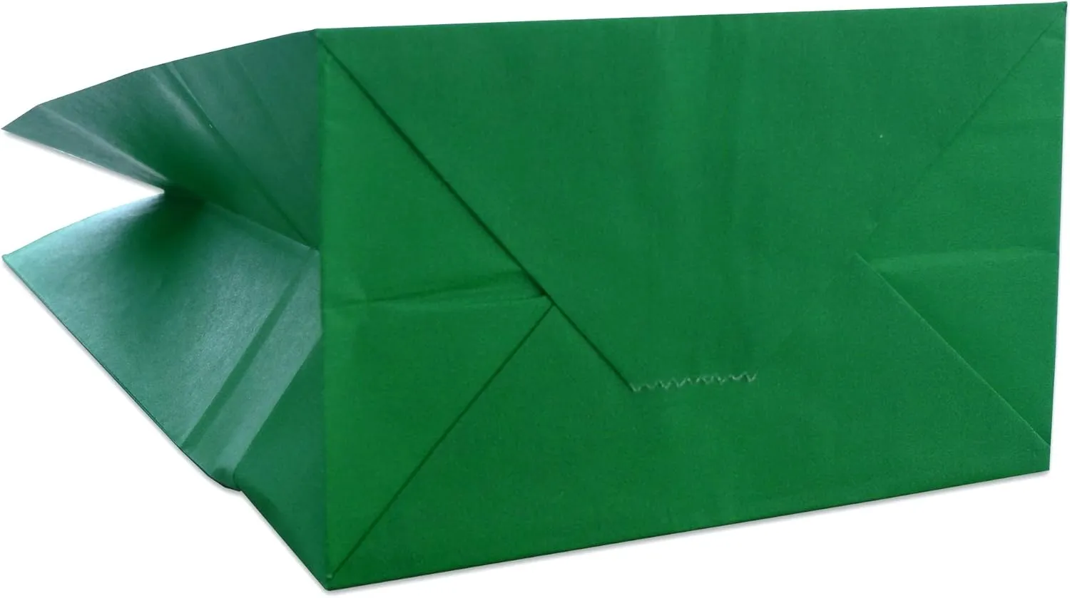 Party Favor Bags - 50 Pack Kraft Paper Goodie Gift Lunch Bags - Treat Bags and Party Supplies for Theme Party, Kids Birthday, St Patrick's Day, Christmas - 5"x3"x9" (Green)
