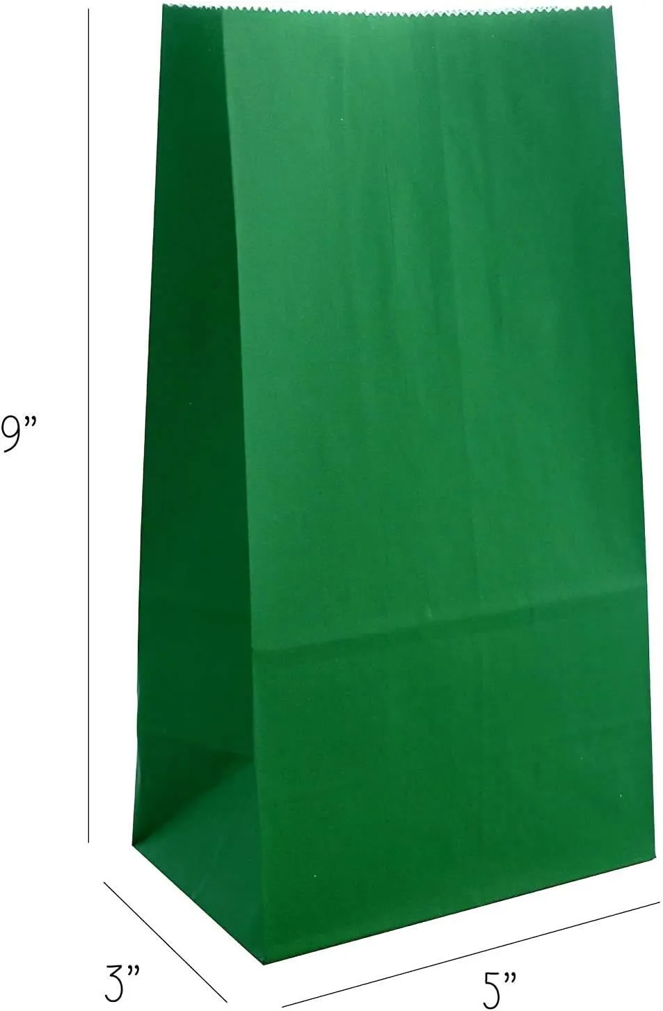 Party Favor Bags - 50 Pack Kraft Paper Goodie Gift Lunch Bags - Treat Bags and Party Supplies for Theme Party, Kids Birthday, St Patrick's Day, Christmas - 5"x3"x9" (Green)
