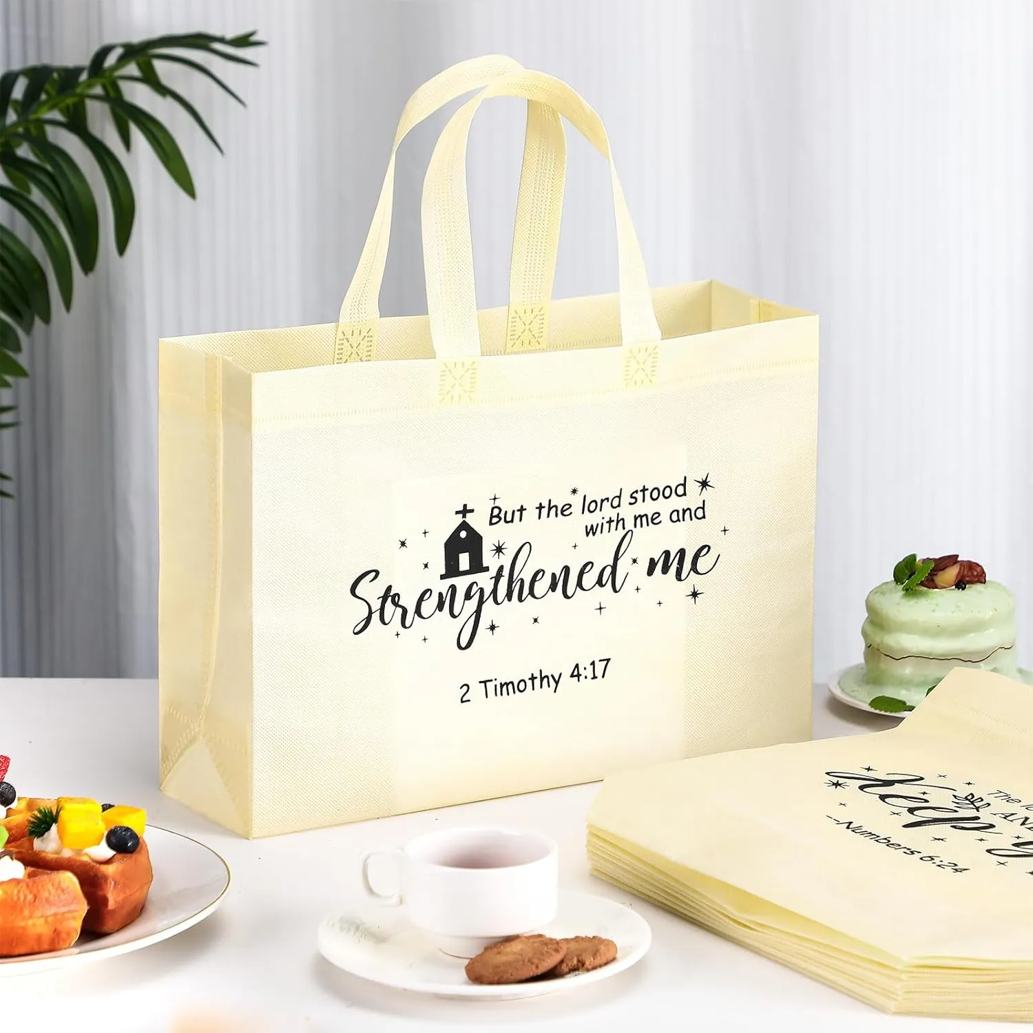 Paterr Religious Tote Bags Large Tote Christians Bible Non Woven Reusable Goodie Bags with Handles for Women Groceries Party