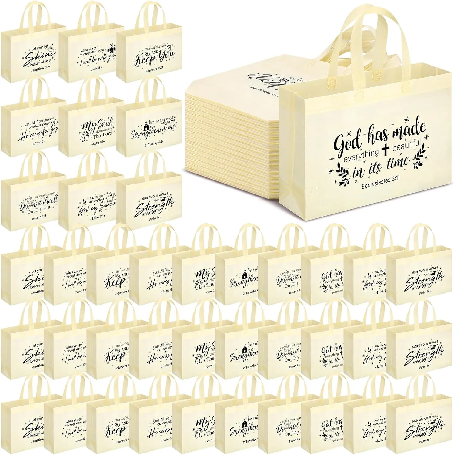 Paterr Religious Tote Bags Large Tote Christians Bible Non Woven Reusable Goodie Bags with Handles for Women Groceries Party