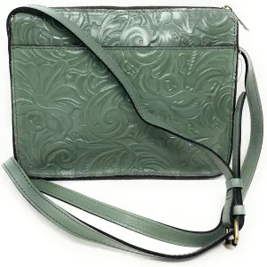 Patricia Nash Vallata Tooled Leather Crossbody Bag. Sage