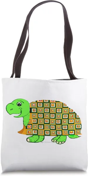 Pattern Shell Tortoise at a Colorful Cartoon Snail Pace Tote Bag
