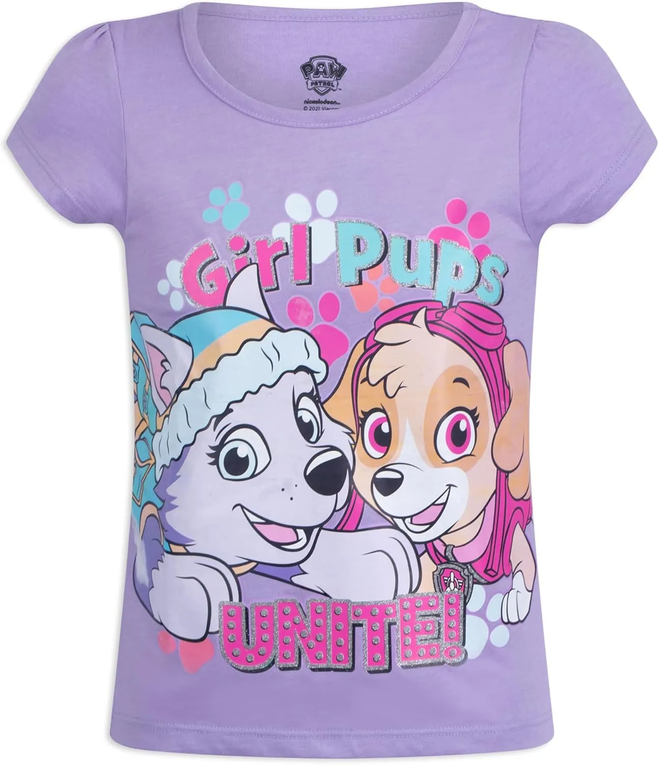 Paw Patrol Nickelodeon Skye and Everest Girls 3 Pack T-Shirts for Toddler Little Kids