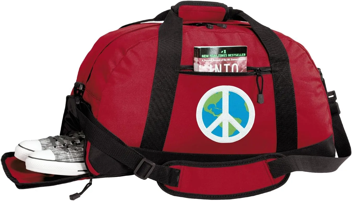 Peace Sign Duffle Bags - World Peace Gym Bag w/SHOE POCKETS