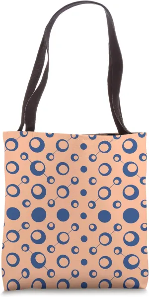 Peach Navy Blue Circles Ring Molecule Bubble Pattern Tote Bag