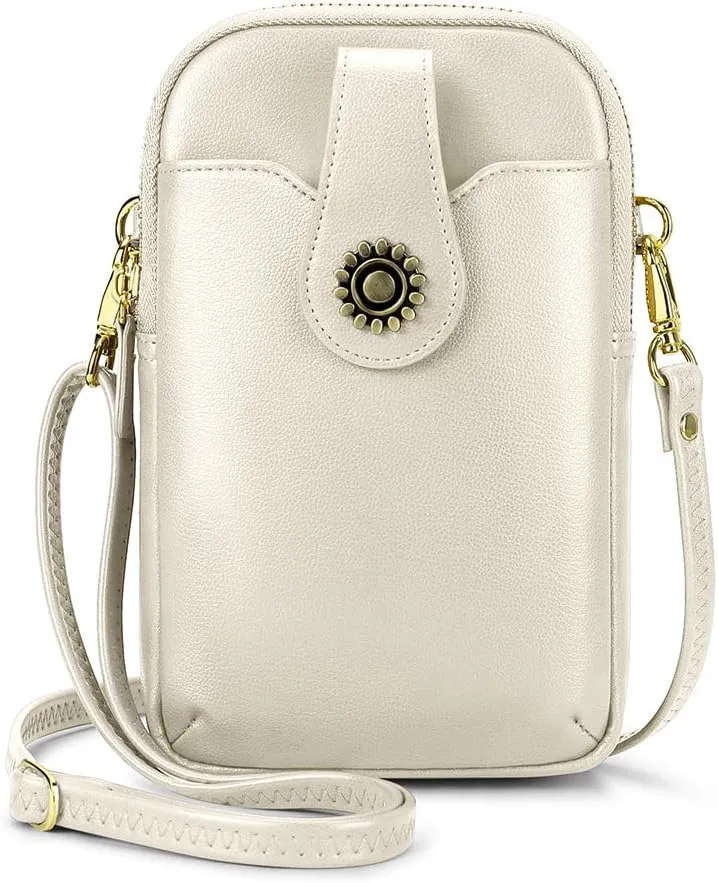 Peacocktion Small Crossbody Bags for Women, Leather RFID Cell Phone Purse, Trendy Travel Crossbody Purses with Zipper