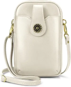 Peacocktion Small Crossbody Bags for Women, Leather RFID Cell Phone Purse, Trendy Travel Crossbody Purses with Zipper