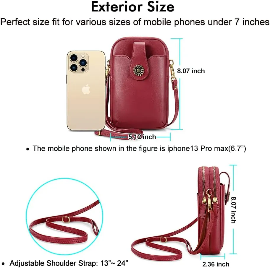 Peacocktion Small Crossbody Bags for Women, Leather RFID Cell Phone Purse, Trendy Travel Crossbody Purses with Zipper