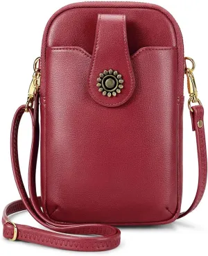 Peacocktion Small Crossbody Bags for Women, Leather RFID Cell Phone Purse, Trendy Travel Crossbody Purses with Zipper