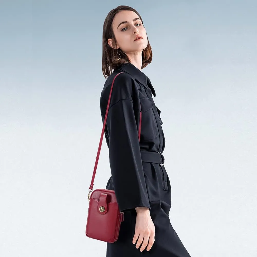 Peacocktion Small Crossbody Bags for Women, Leather RFID Cell Phone Purse, Trendy Travel Crossbody Purses with Zipper