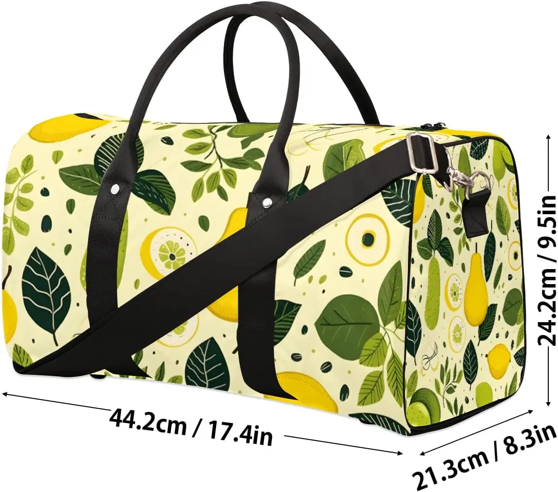 Pear Lemon Leaves Foldable Lightweight Duffle Bag for Travel - Waterproof Carry On Bags for Airplanes, Travel Duffel Bags for Gym, Weekend