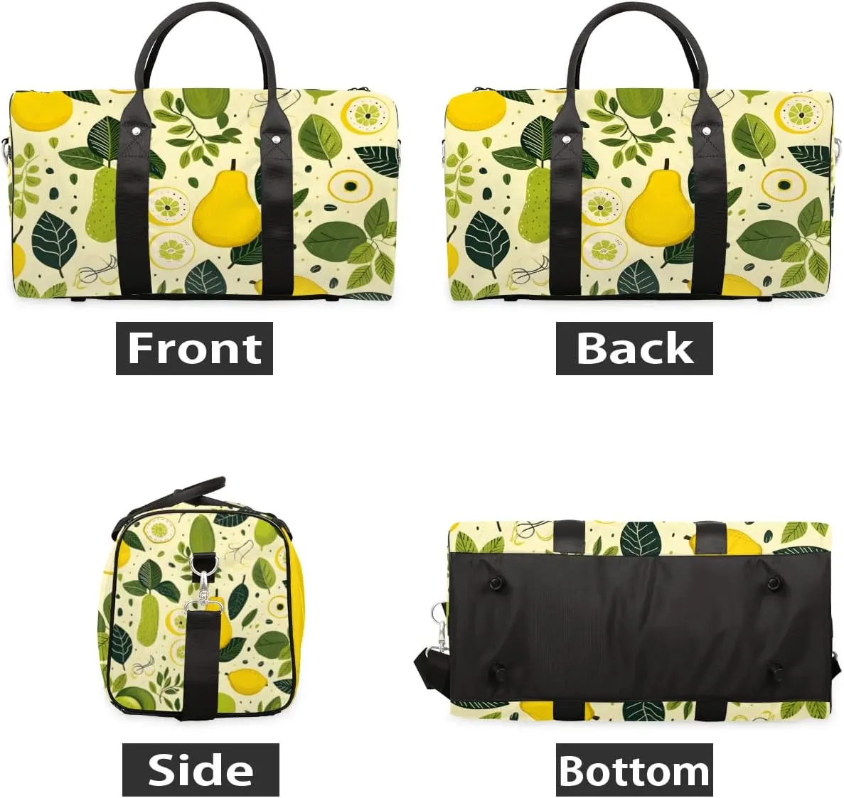 Pear Lemon Leaves Foldable Lightweight Duffle Bag for Travel - Waterproof Carry On Bags for Airplanes, Travel Duffel Bags for Gym, Weekend