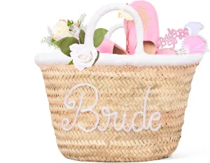 Personalized Basket - Boho Handmade Woven Straw Bag - Wicker French Basket, Tote, Monogrammed Bags for Birthday, Wedding
