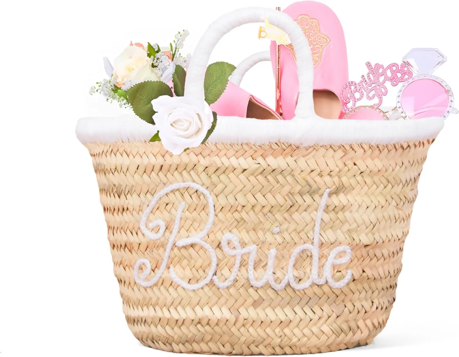 Personalized Basket - Boho Handmade Woven Straw Bag - Wicker French Basket, Tote, Monogrammed Bags for Birthday, Wedding