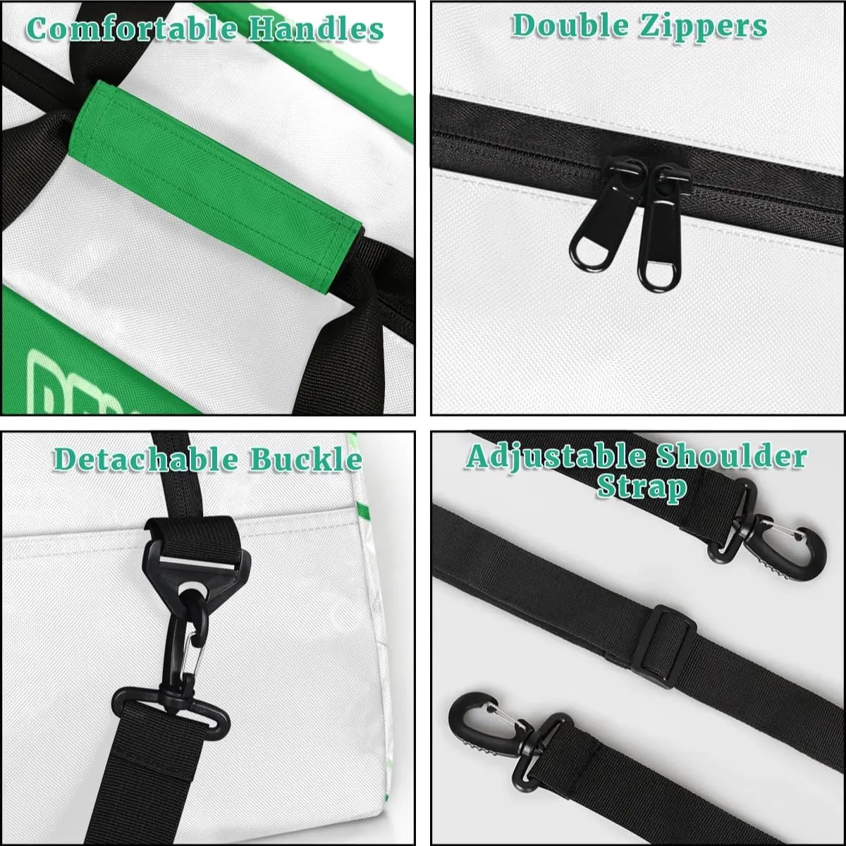 Personalized Cheer Bag Sport Duffel Bag for Girl, Custom Kids Gym Bag, Customize Travel Duffle Bag with Name, Overnight Weekender Bags,Green and White, Cheerleading Gifts