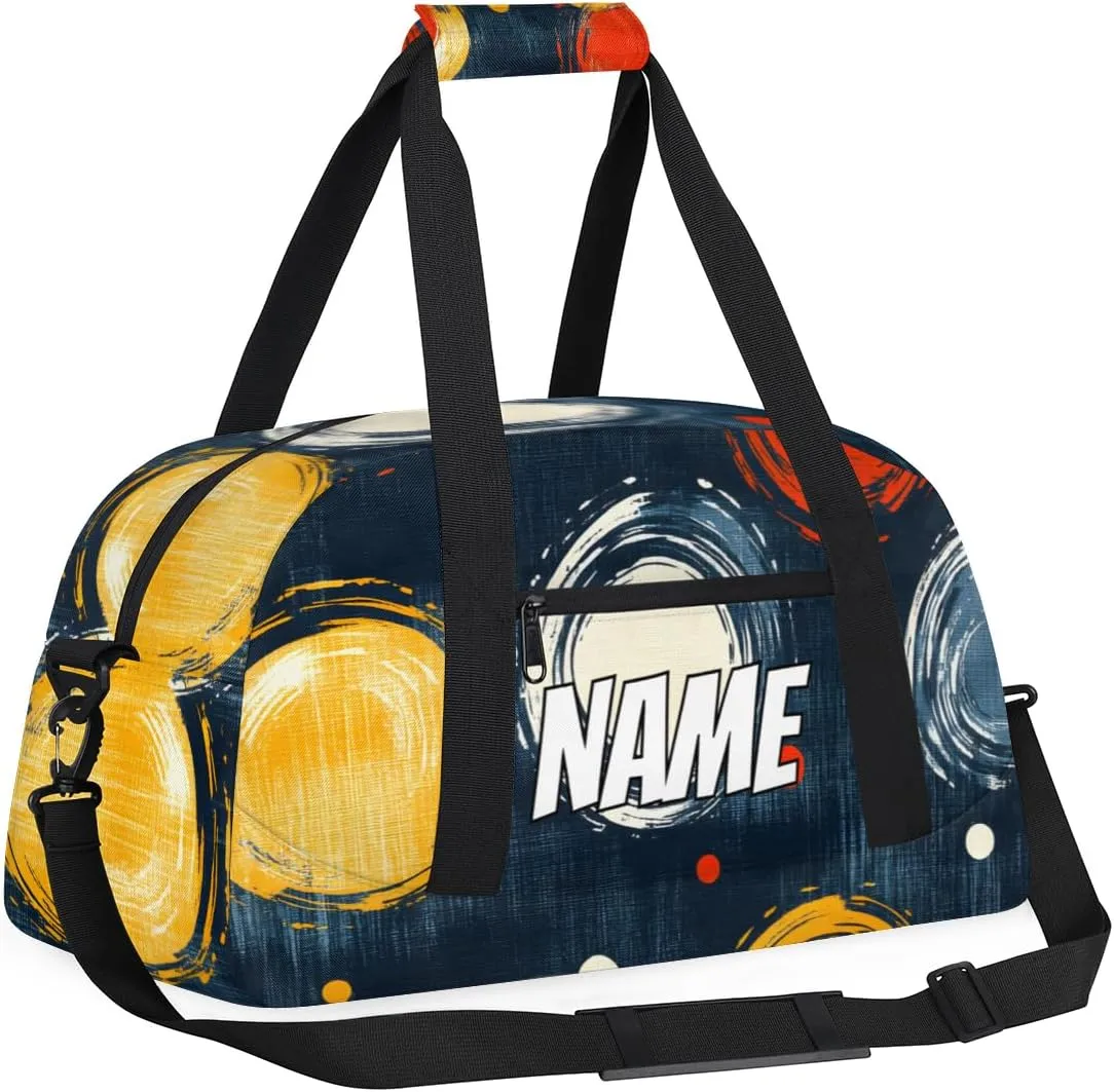 Personalized Custom Gym Bag for Women Men Carry on Boho Circle Travel Duffel Tote Colorful Geometric Overnight Workout Weekender Bag