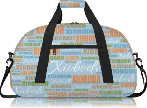 Personalized Cute Duffle Bag - Custom Name Kids Sports Bag, Sleepover Bags for Girls, Lightweight Toddler Boys Overnight Bag for Weekender Travel Cheer Dance Ball Game, Blue Green Multple Text