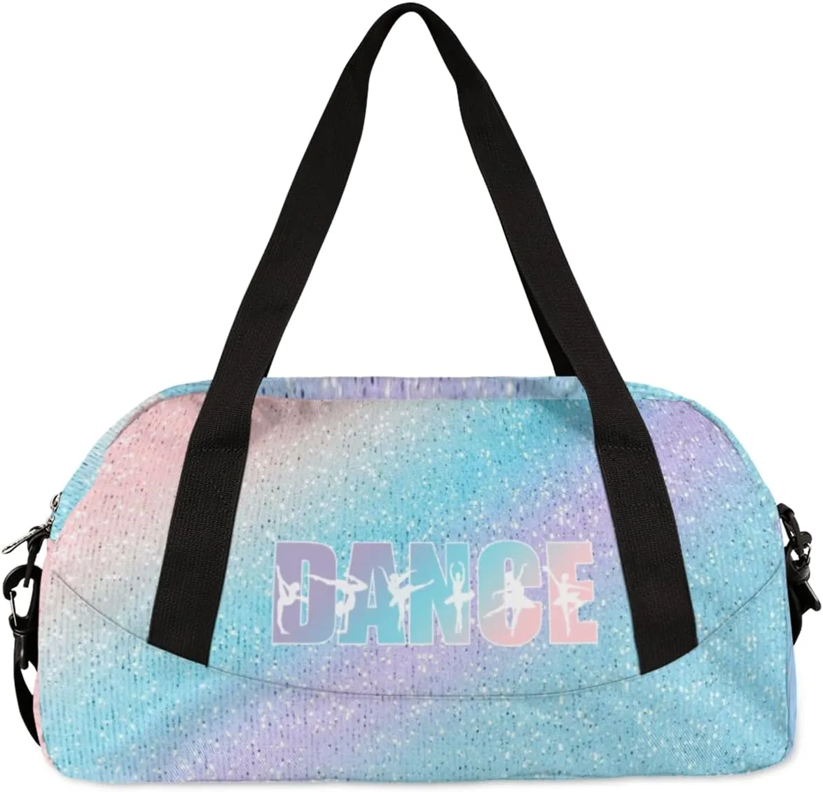 Personalized Dance Bag for Girls Teens, Custom Dance Bag Overnight Small Duffel Bag Carry On Weekend Sports Travel Bag for School Practice Gymnastics Ballet, Blue Sequins