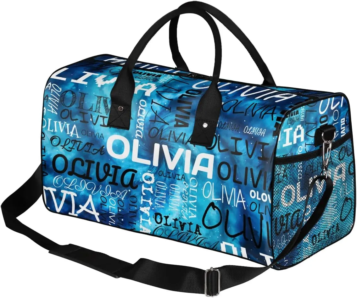 Personalized Dance Bag with Name Art Tie Dye Custom Gym Duffle Bag for Women Travel Bag Carry On Tote Weekender Overnight Bags Sport Training Bag