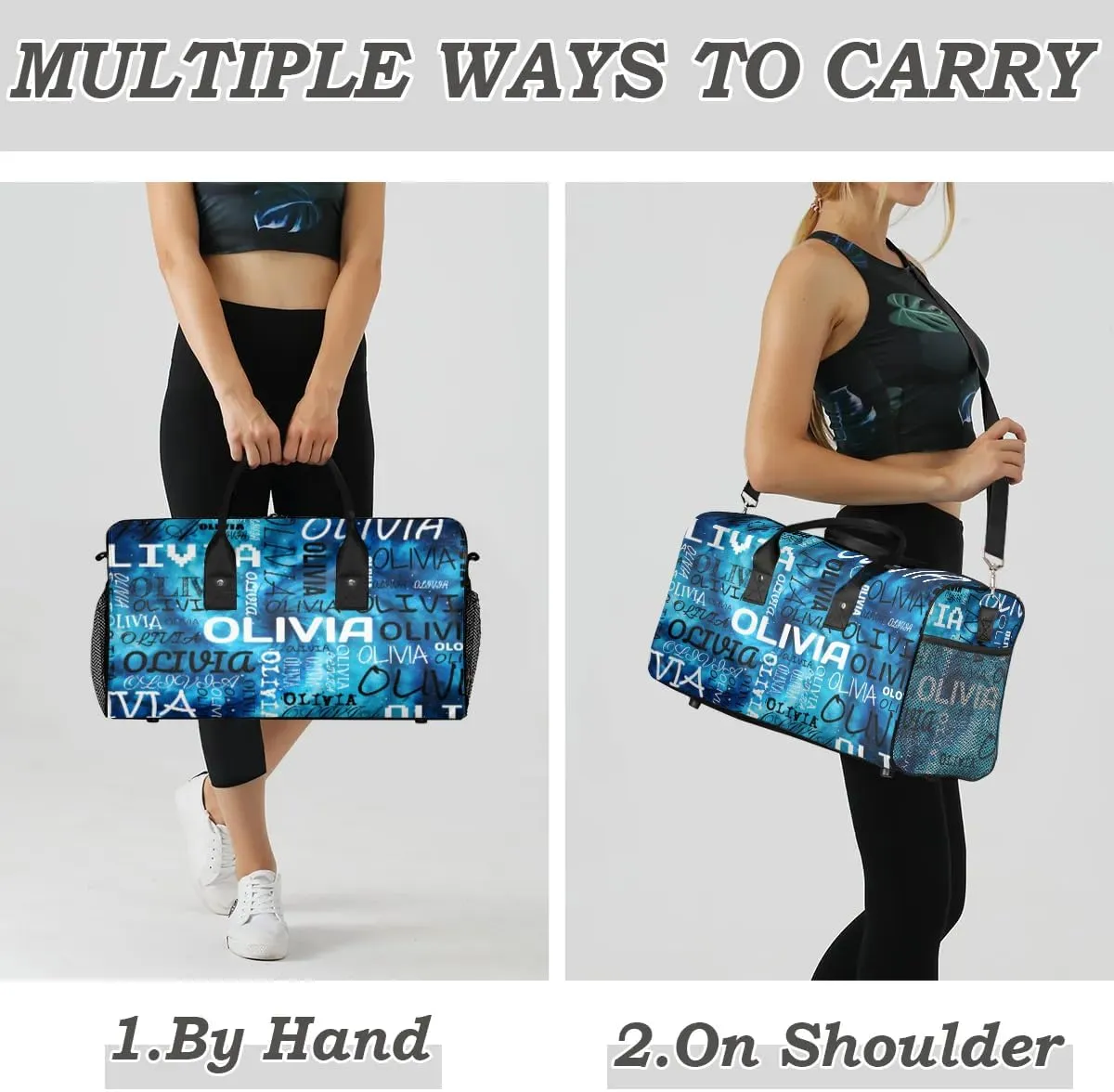 Personalized Dance Bag with Name Art Tie Dye Custom Gym Duffle Bag for Women Travel Bag Carry On Tote Weekender Overnight Bags Sport Training Bag