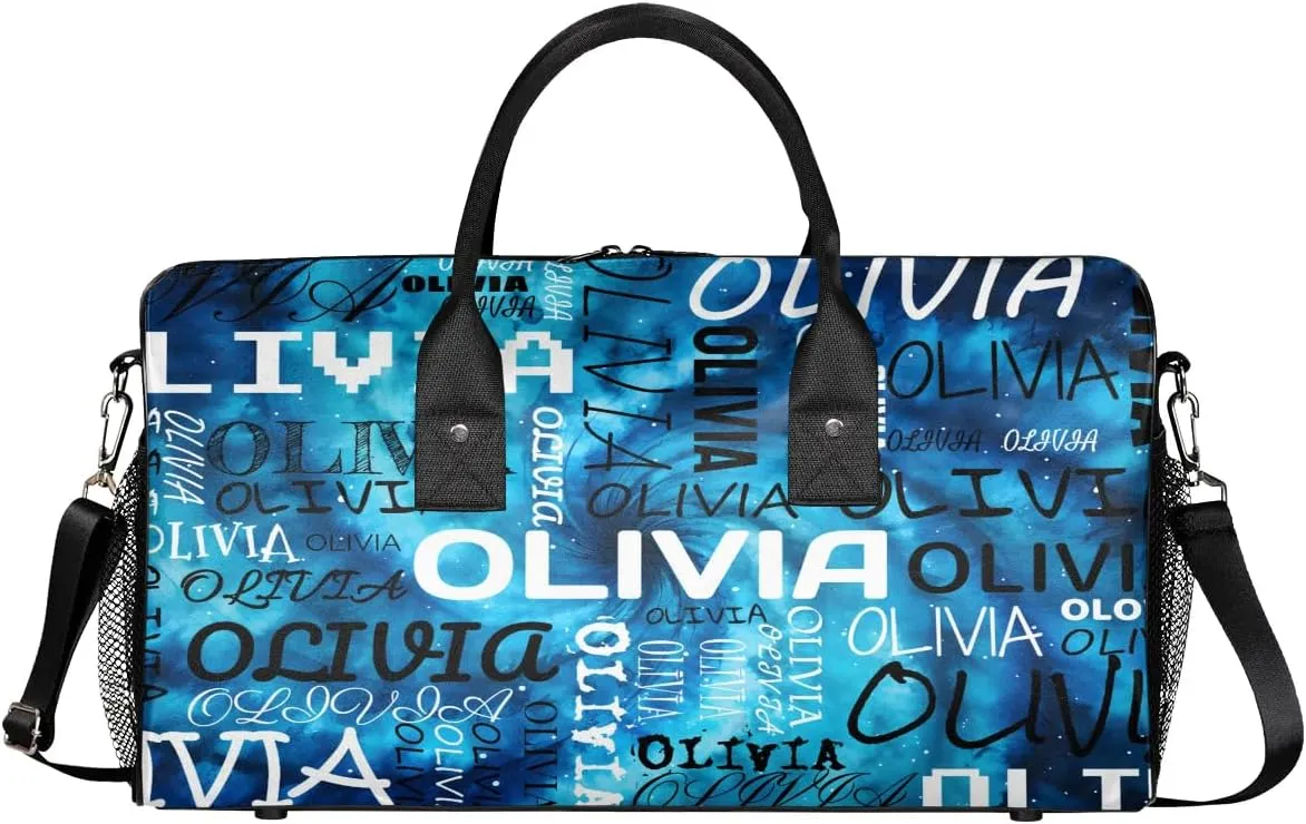 Personalized Dance Bag with Name Art Tie Dye Custom Gym Duffle Bag for Women Travel Bag Carry On Tote Weekender Overnight Bags Sport Training Bag