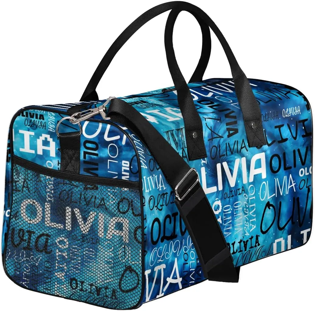 Personalized Dance Bag with Name Art Tie Dye Custom Gym Duffle Bag for Women Travel Bag Carry On Tote Weekender Overnight Bags Sport Training Bag