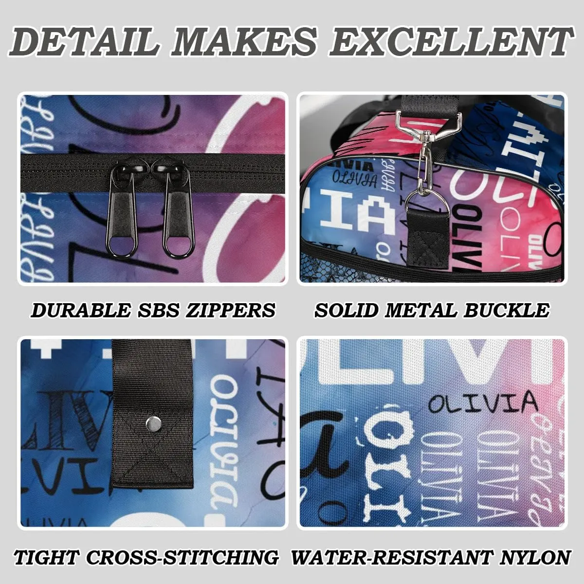 Personalized Dance Bag with Name Funny Tie Dye Custom Gym Duffle Bag for Women Travel Bag Carry On Tote Weekender Overnight Bags Sport Training Bag