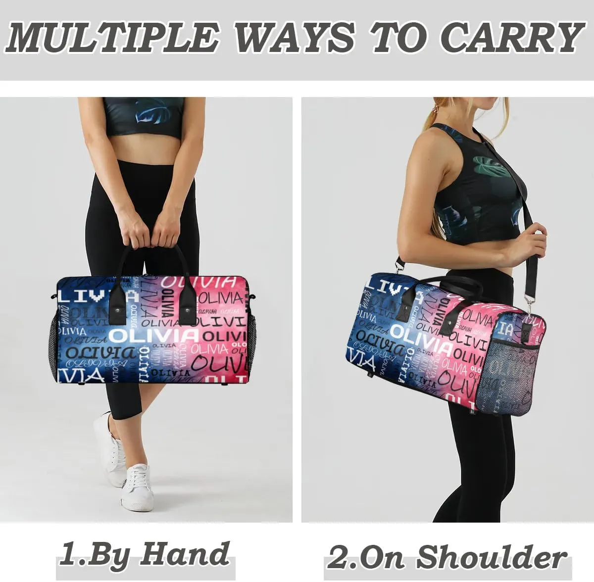 Personalized Dance Bag with Name Funny Tie Dye Custom Gym Duffle Bag for Women Travel Bag Carry On Tote Weekender Overnight Bags Sport Training Bag