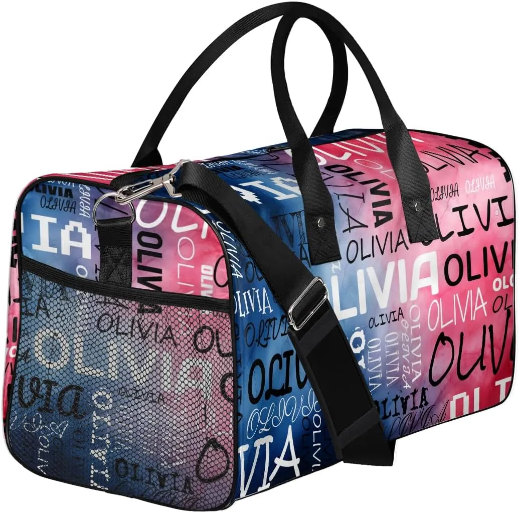 Personalized Dance Bag with Name Funny Tie Dye Custom Gym Duffle Bag for Women Travel Bag Carry On Tote Weekender Overnight Bags Sport Training Bag
