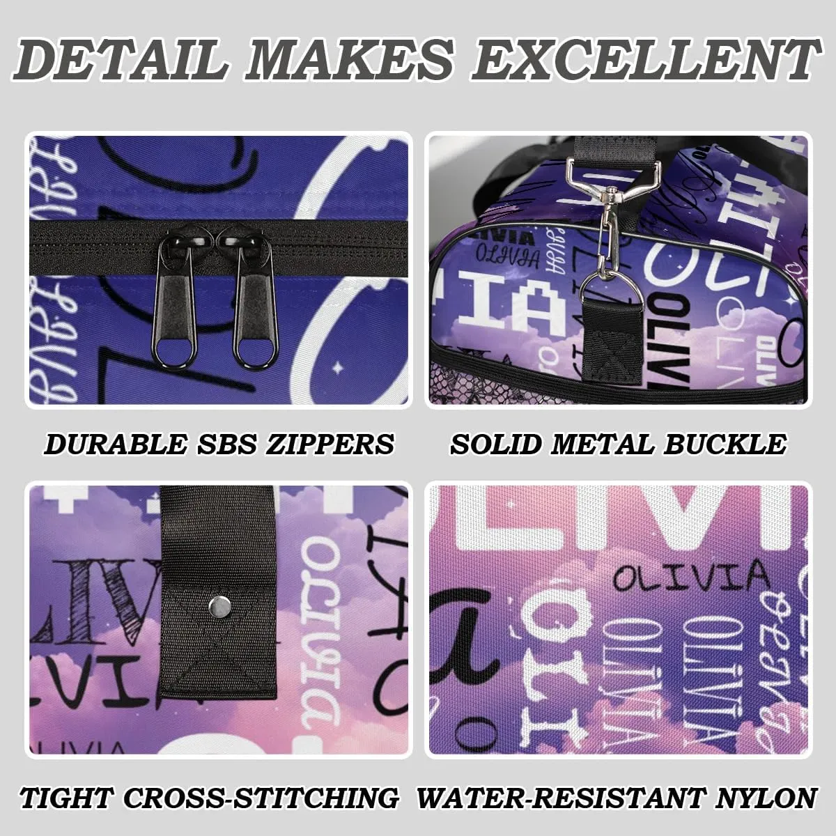 Personalized Dance Bag with Name Starry Night Universe Custom Gym Duffle Bag for Women Travel Bag Carry On Tote Weekender Overnight Bags Sport Training Bag