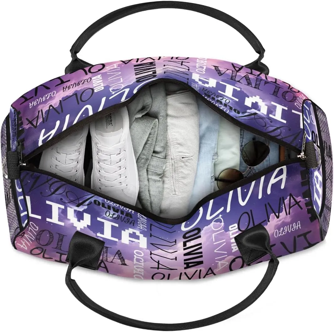 Personalized Dance Bag with Name Starry Night Universe Custom Gym Duffle Bag for Women Travel Bag Carry On Tote Weekender Overnight Bags Sport Training Bag