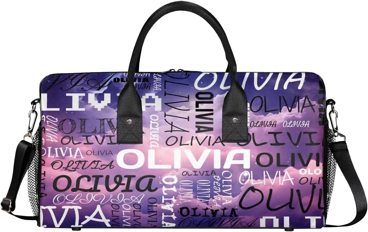 Personalized Dance Bag with Name Starry Night Universe Custom Gym Duffle Bag for Women Travel Bag Carry On Tote Weekender Overnight Bags Sport Training Bag