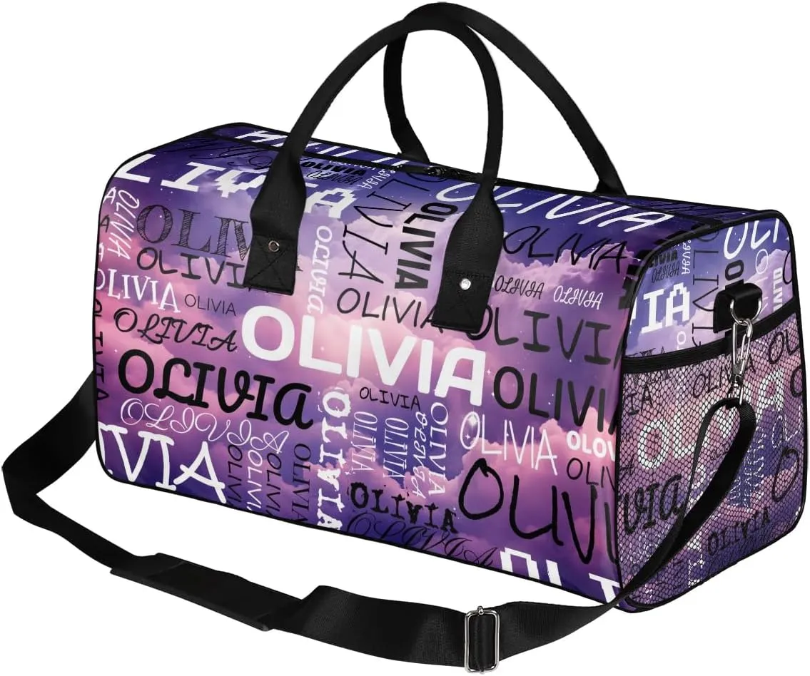 Personalized Dance Bag with Name Starry Night Universe Custom Gym Duffle Bag for Women Travel Bag Carry On Tote Weekender Overnight Bags Sport Training Bag