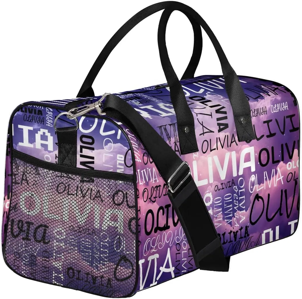 Personalized Dance Bag with Name Starry Night Universe Custom Gym Duffle Bag for Women Travel Bag Carry On Tote Weekender Overnight Bags Sport Training Bag