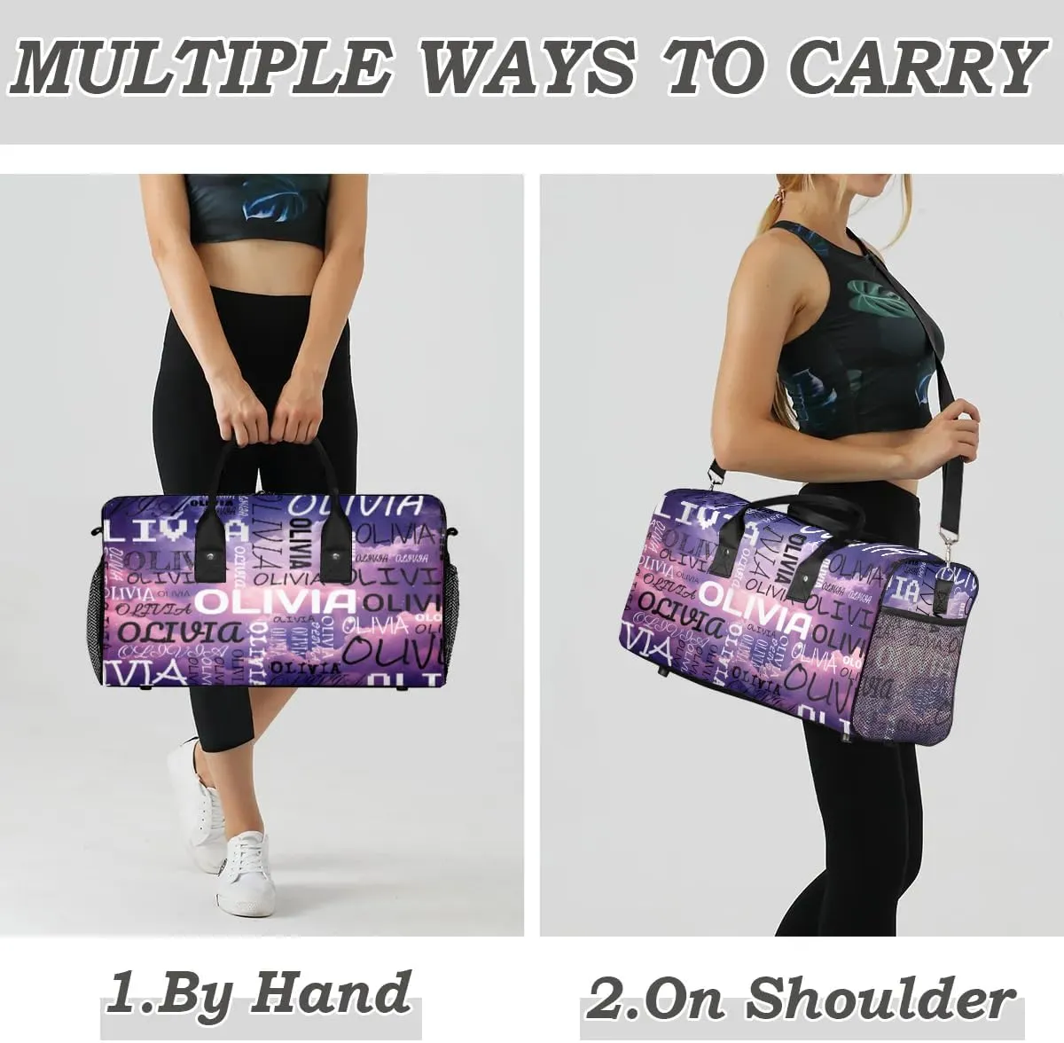 Personalized Dance Bag with Name Starry Night Universe Custom Gym Duffle Bag for Women Travel Bag Carry On Tote Weekender Overnight Bags Sport Training Bag