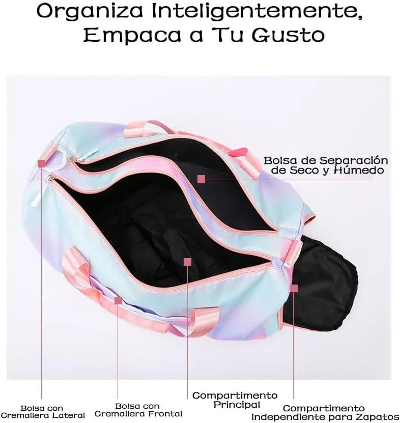 Personalized Duffel Bag Embroidered Name Text Sports Gym Bag Travel Bag with Wet Dry Pockets & Shoe Compartment Women and Men