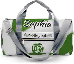 Personalized Duffel Bag Travel Bag Volleyball Green with Shoes Compartment Gym Yoga Sport Men Women Waterproof with Name
