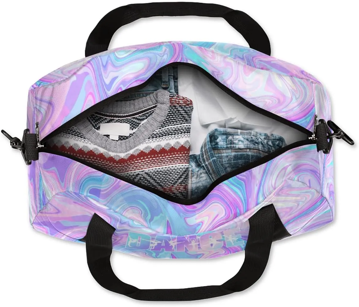 Personalized Gym Bag for Girls Teens, Custom Dance Bag Overnight Small Duffel Bag Carry On Weekend Sports Travel Bag for School Practice Gymnastics Ballet, Purple Watercolors