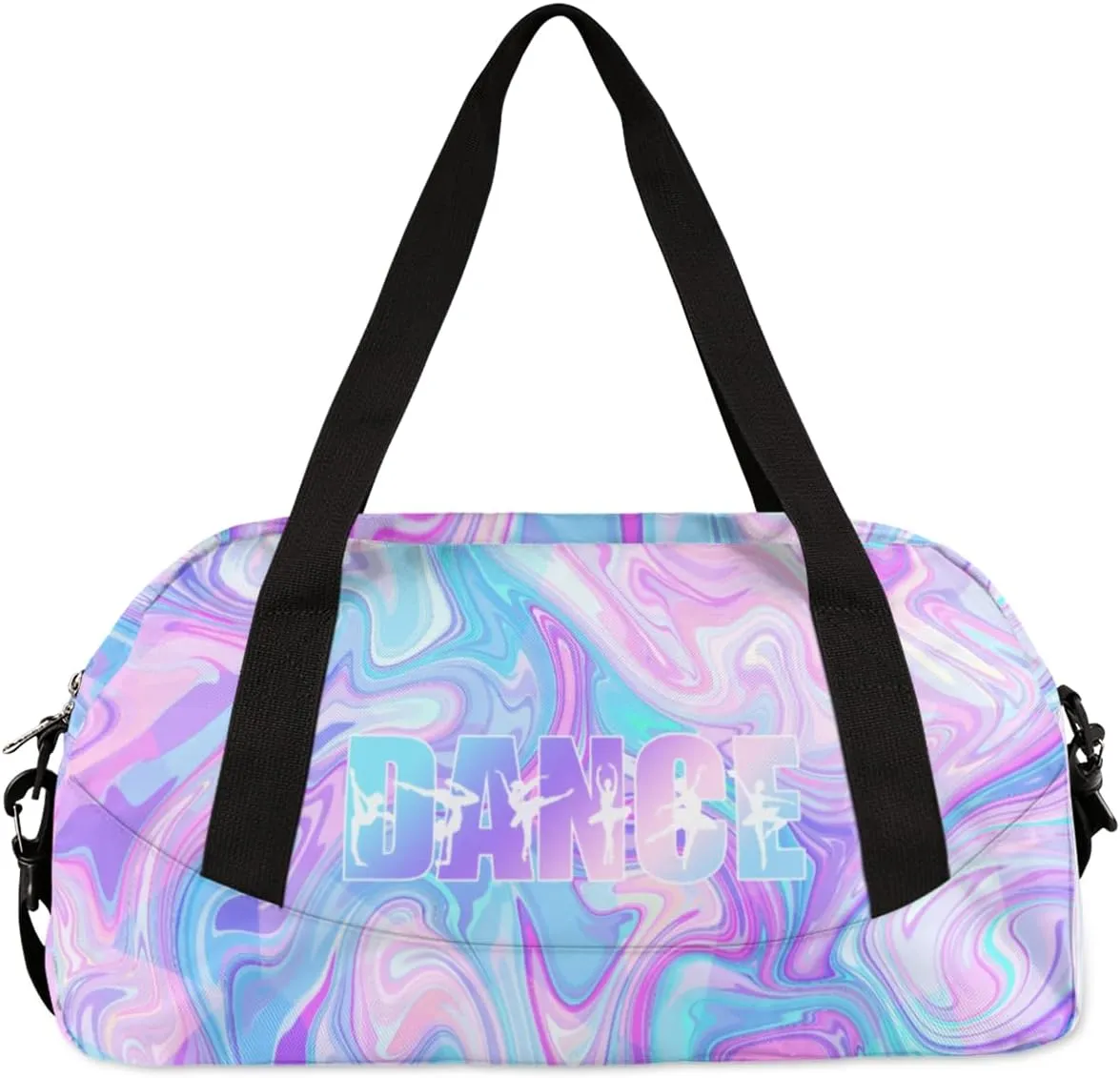 Personalized Gym Bag for Girls Teens, Custom Dance Bag Overnight Small Duffel Bag Carry On Weekend Sports Travel Bag for School Practice Gymnastics Ballet, Purple Watercolors