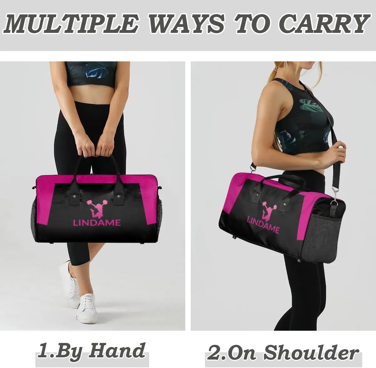 Personalized Gym Bag for Women Cheerleader Duffel Bag with Custom Text, Duffle Bag for Travel, Fitness & Workout, Sports Gifts for Women
