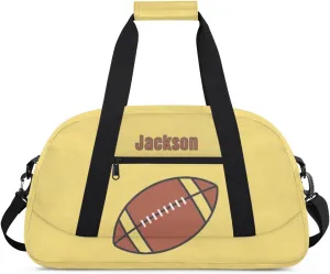 Personalized Kids Gym Bag American Football Yellow Custom Name Sport Duffel Bag for Teens Boys Large Practice Workout Bags Travel Duffel Bag